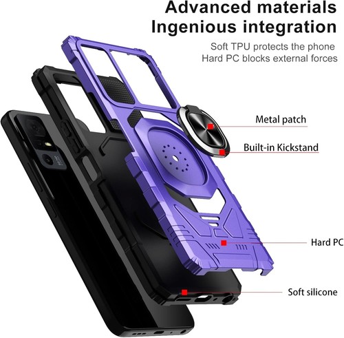 Heavy-Duty Purple Case for TCL 40 XL/Jitterbug Smart 4 with Kickstand Accessory - Picture 5 of 8