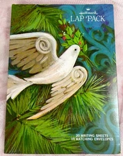 Vtg HALLMARK Christmas Dove  "LAP PACK" Stationery Set--12 Sheets/6 Env