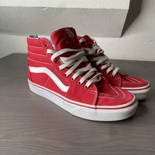 Vans Off The Wall Sk8-Hi Sneakers Shoes Mens Size 7 Red Preowned Stain