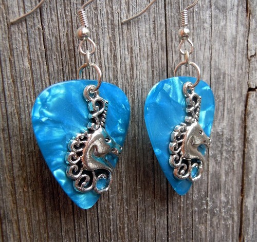 Unicorn Charm Guitar Pick Earrings - Pick Your Color - Picture 29 of 33