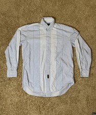 Ralph Lauren Chaps Mens Sz 16 34-35 Shirt Long Sleeve Button-Down Blue Striped