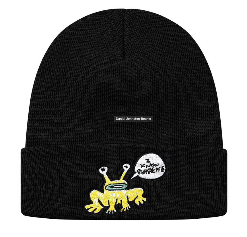 Bonnet noir Supreme Daniel Johnston grenouille SS20 Palace Thames putain génial