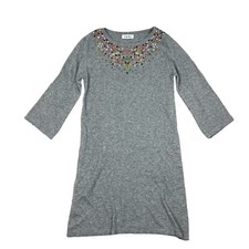 Anthropologie THML Sweater Dress Heather Gray Pom Pom Confetti Sz Sm