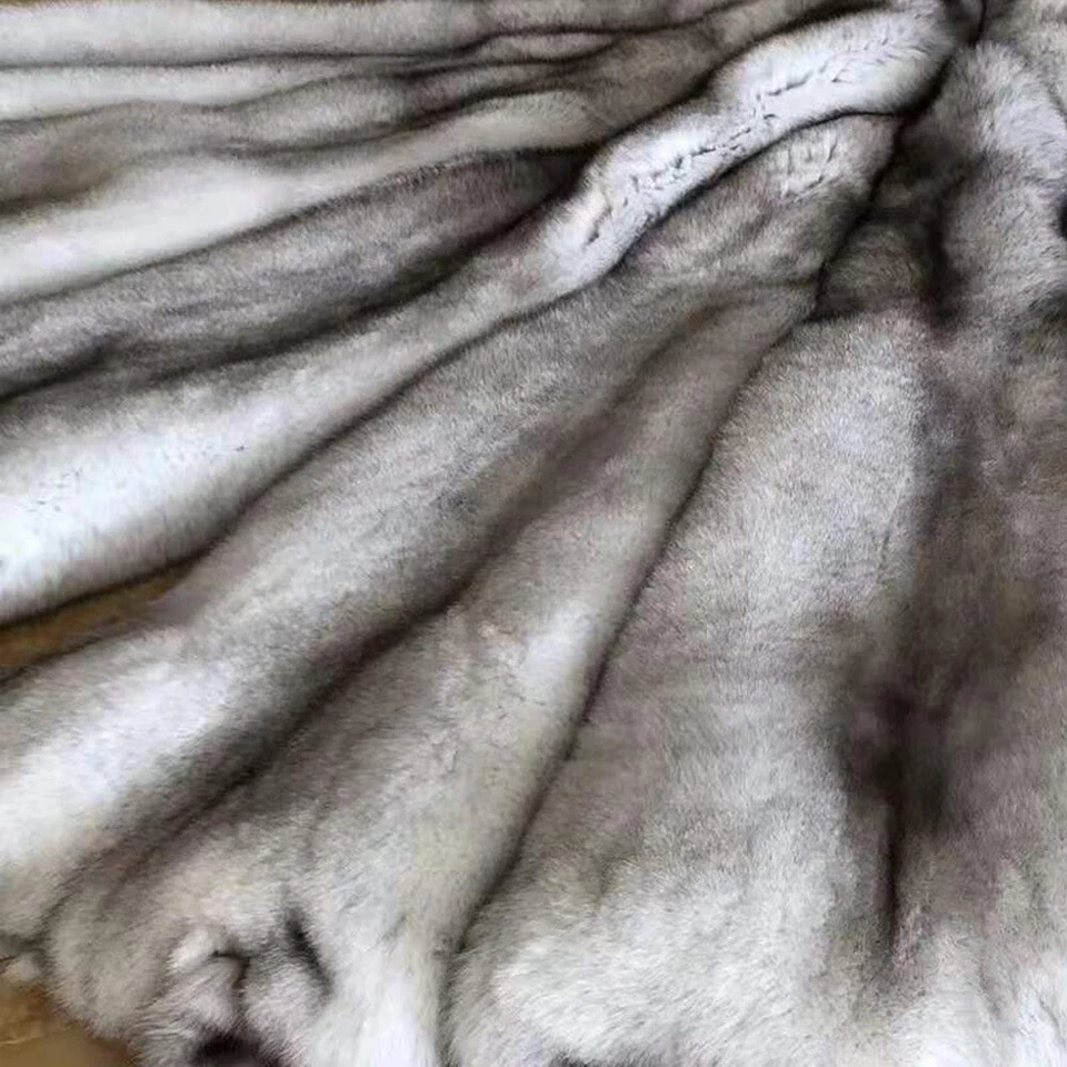 1 pieza Piel de zorro azul curtido Piel Cuero denso Piel Abrigo Cuello 43-47 pulgadas Foto 4 de 4