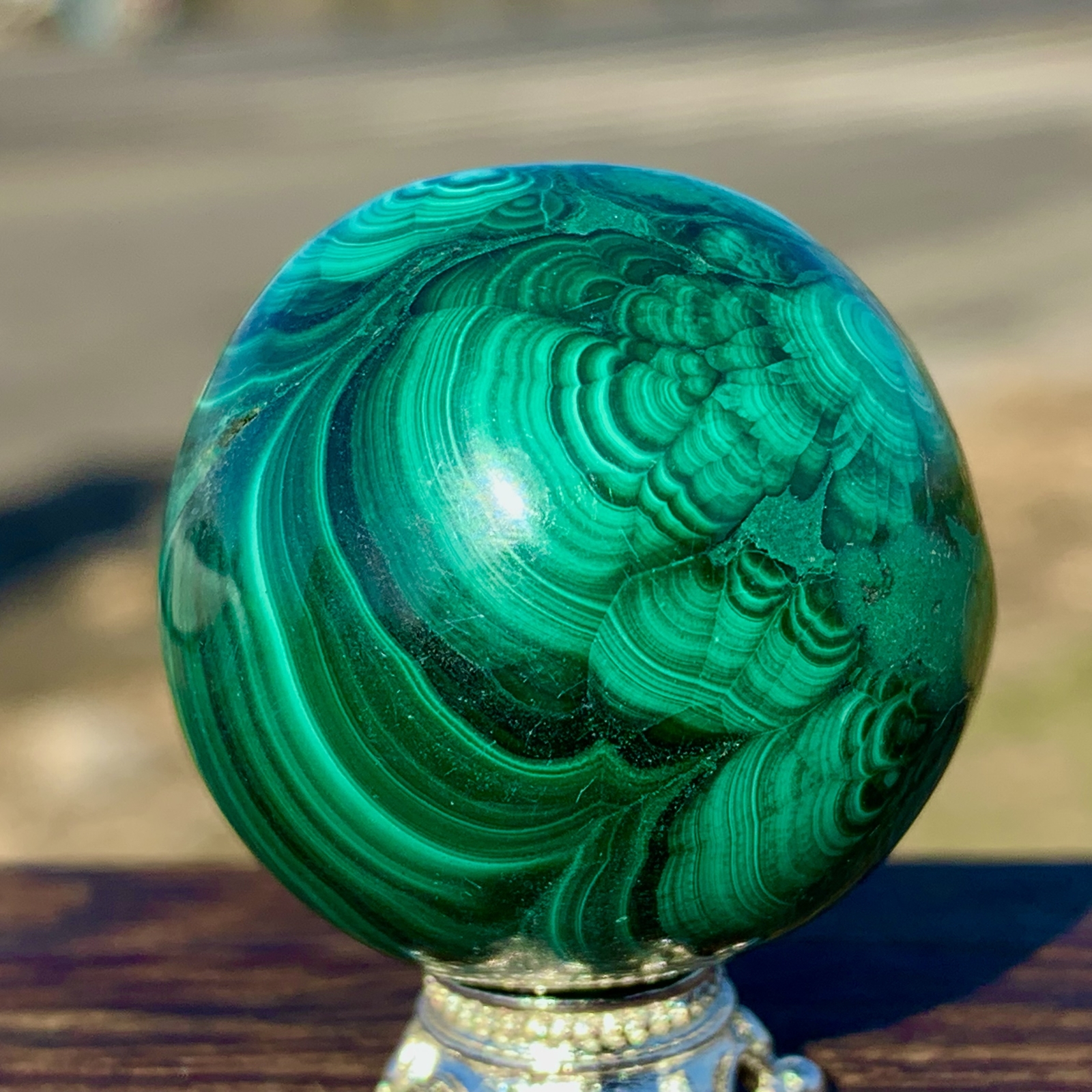 63G Natural glossy Malachite ball transparent cluster rough mineral sample