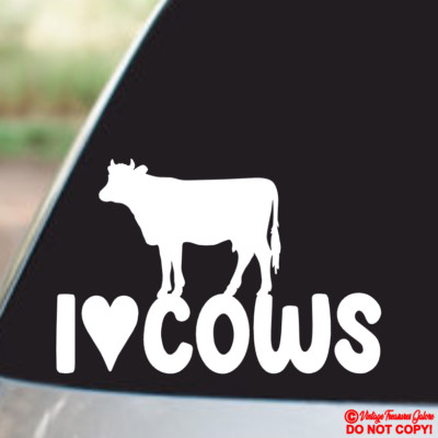 I LOVE COWS Vinyl Decal Sticker Car Window Wall Bumper FARM ANIMAL HEART DAIRY