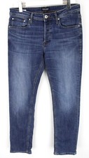 JACK & JONES Slim Fit / Tim Jeans Men's W32/L32 Button Faded Whiskers Denim