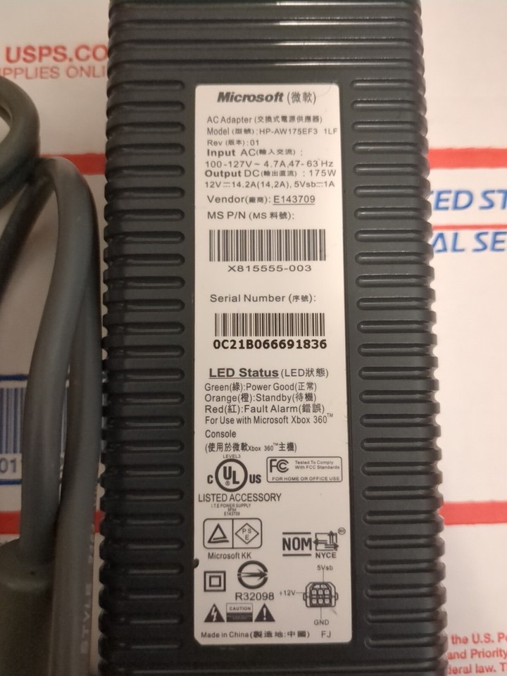 MICROSOFT XBOX 360 175W, POWER SUPPLY AC ADAPTER, OFFICAL OEM - Foto 6