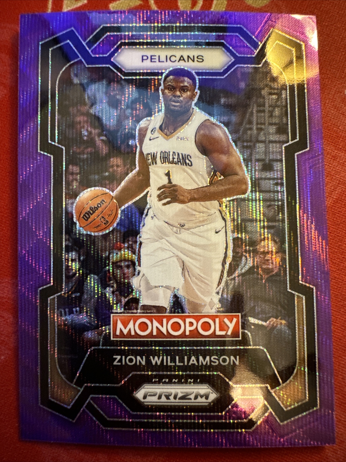 2023-24 Panini Prizm Monopoly Zion Williamson Purple Wave Prizm SP #55 Pelicans