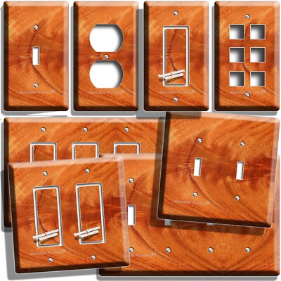 ANTIQUE WOOD VENEER STYLE LIGHT SWITCH OUTLET WALL PLATES COUNTRY HOME ART DECOR