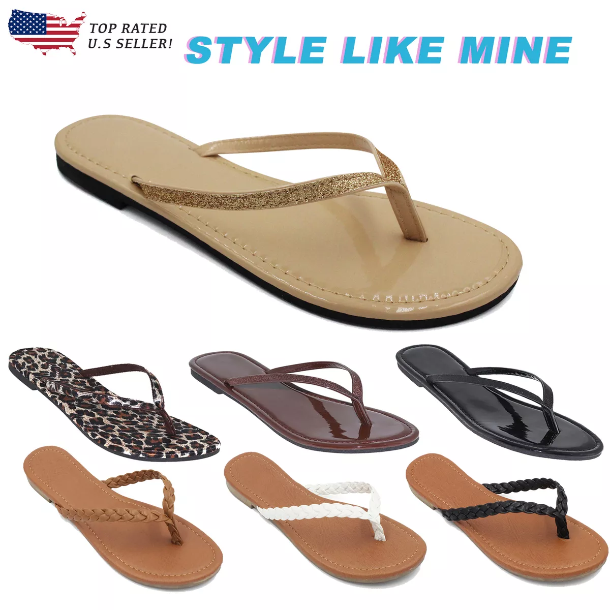 Flip flops with glitter straps clearance