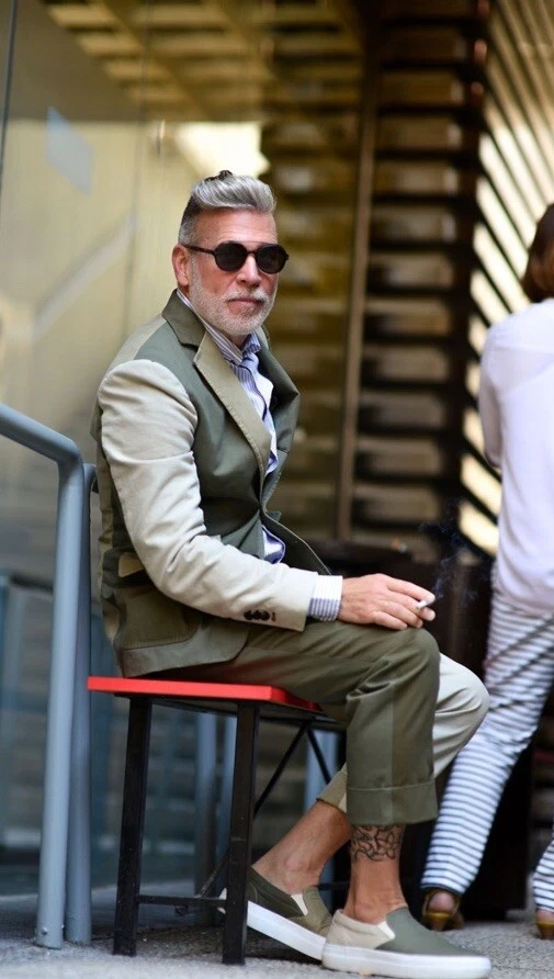 Calça Wooster + Lardini Color Block Cropped Vestido Lã Flanela 32 X27 Cinza - Imagem 4 de 4