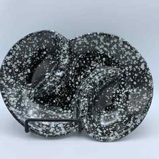 Mid Century Ceramic Ash tray Large Black and White Splatter pattern Unused