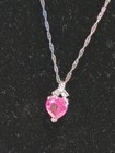 VJ 925 Synthetic Pink Heart Shaped Sapphire & Diamond Earrings & Necklace set — photo 4