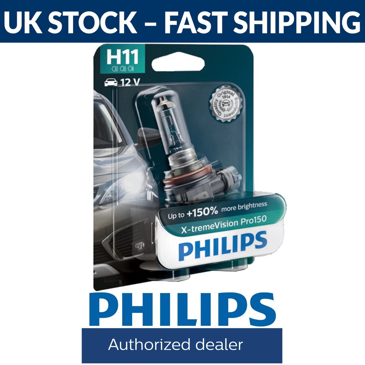 Philips X-tremeVision Pro150 H7, Twin Headlight Bulbs