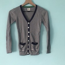 Mini Boden Girls Ribbed V-Neck Striped Jersey Knit Sweater Cardigan 12