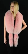 Saga Furs Soft Pink Arctic Fox Real Fur Wrap Scarf Boa Stole Wristbands Cuffs