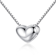 Solid Sterling Silver Classic Lovely Tiny Heart Pendant Necklace 18" gift Box A2