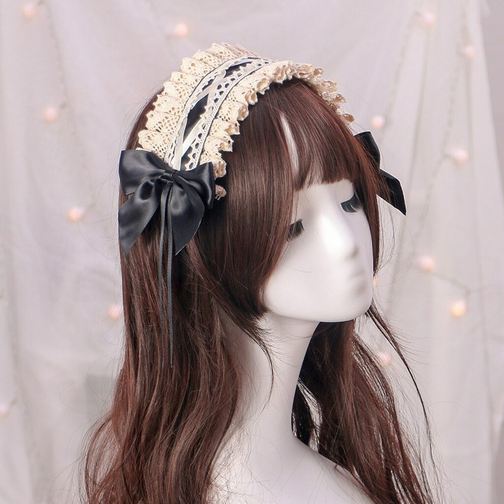 Anime Maid Style Lace Ribbon Bowknot Headband Headpiece Hat Manga
