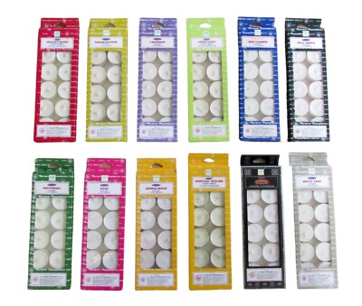 Satya Nag Champa T-Lite Candles, 12 Pack White Scented Tea Light Incense Candle
