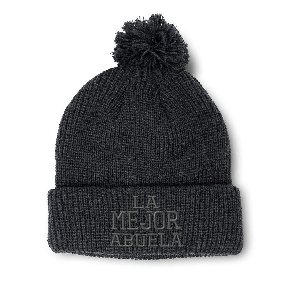 Best Grandma in The World Embroidered Pom Pom Beanie for Women