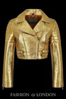 PROVOCATIVE Cropped Ladies Leather Jacket Golden Biker Rock Style Short Jacket