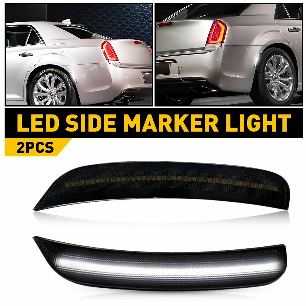 2015-2023 Chrysler 300 Smoked White LED Bumper Side Marker Lights