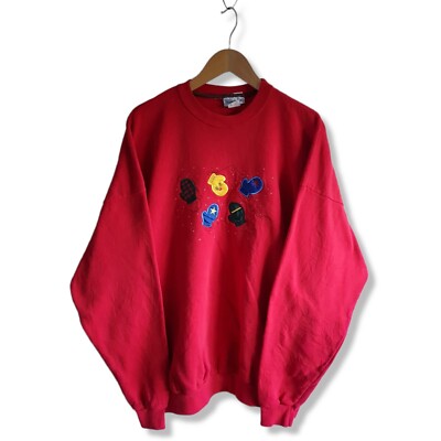 Vintage 90s Willow Bay embroided boxing gloves Sweatshirt red made in USA - XXL