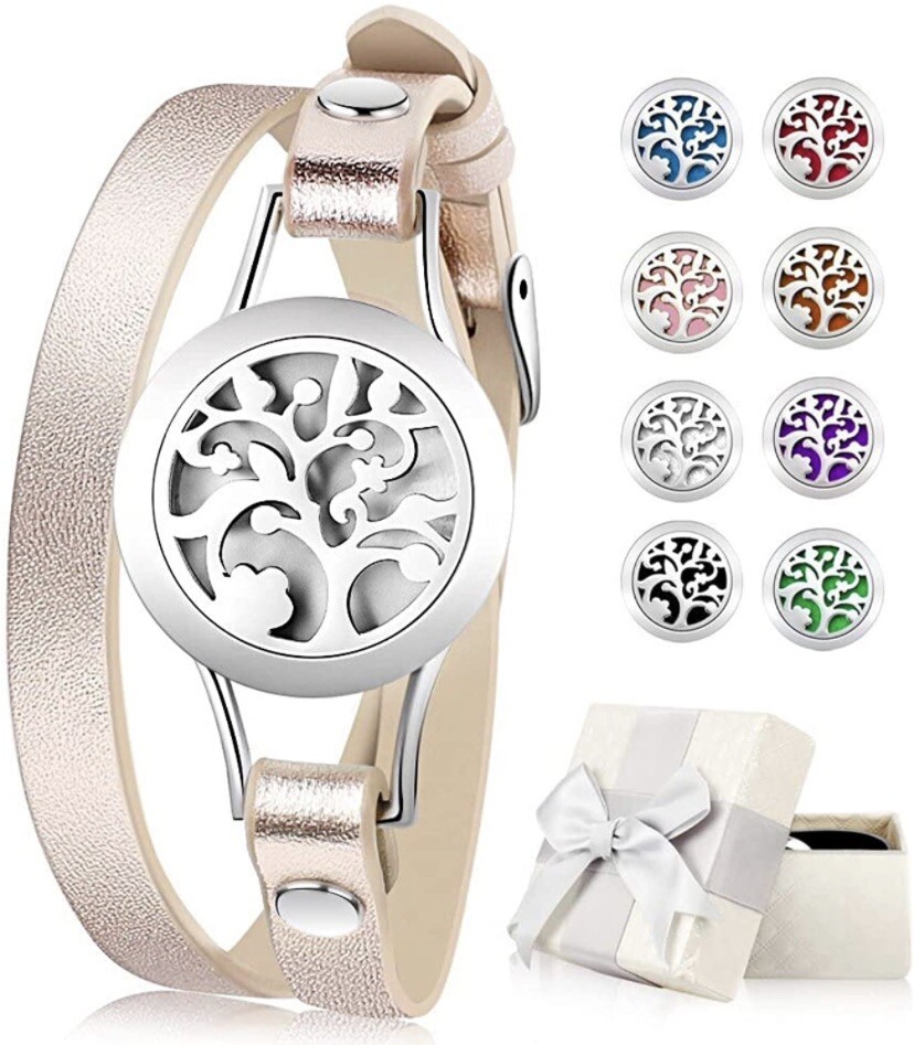 Aromatherapy Essential Oil Diffuser Bracelet in Stainless Steel-image