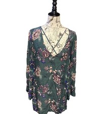 Free people Womens green floral boho dress medium 