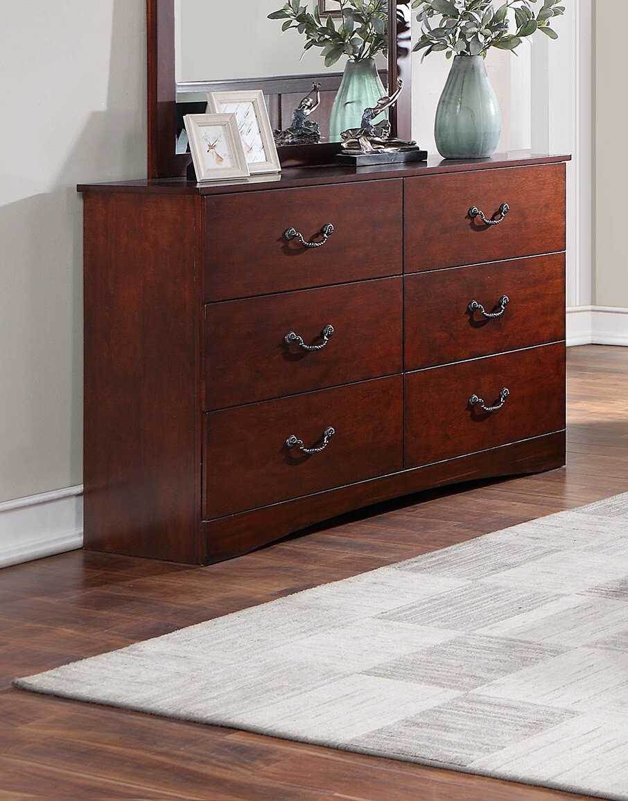 Bedroom Brown Finish 6pc Set Cal King Size Bed Nightstands Dresser