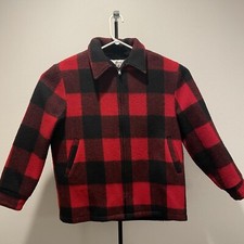 Vtg 70s Woolrich Plaid Wool Mackinaw Coat Talon Sherpa Pile Fleece Lined Large