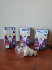 3 PACK PHILIPS 46251-5 Soft White Light 40w/6w LED   6A19/LED/827-22/CL/DIM 120V
