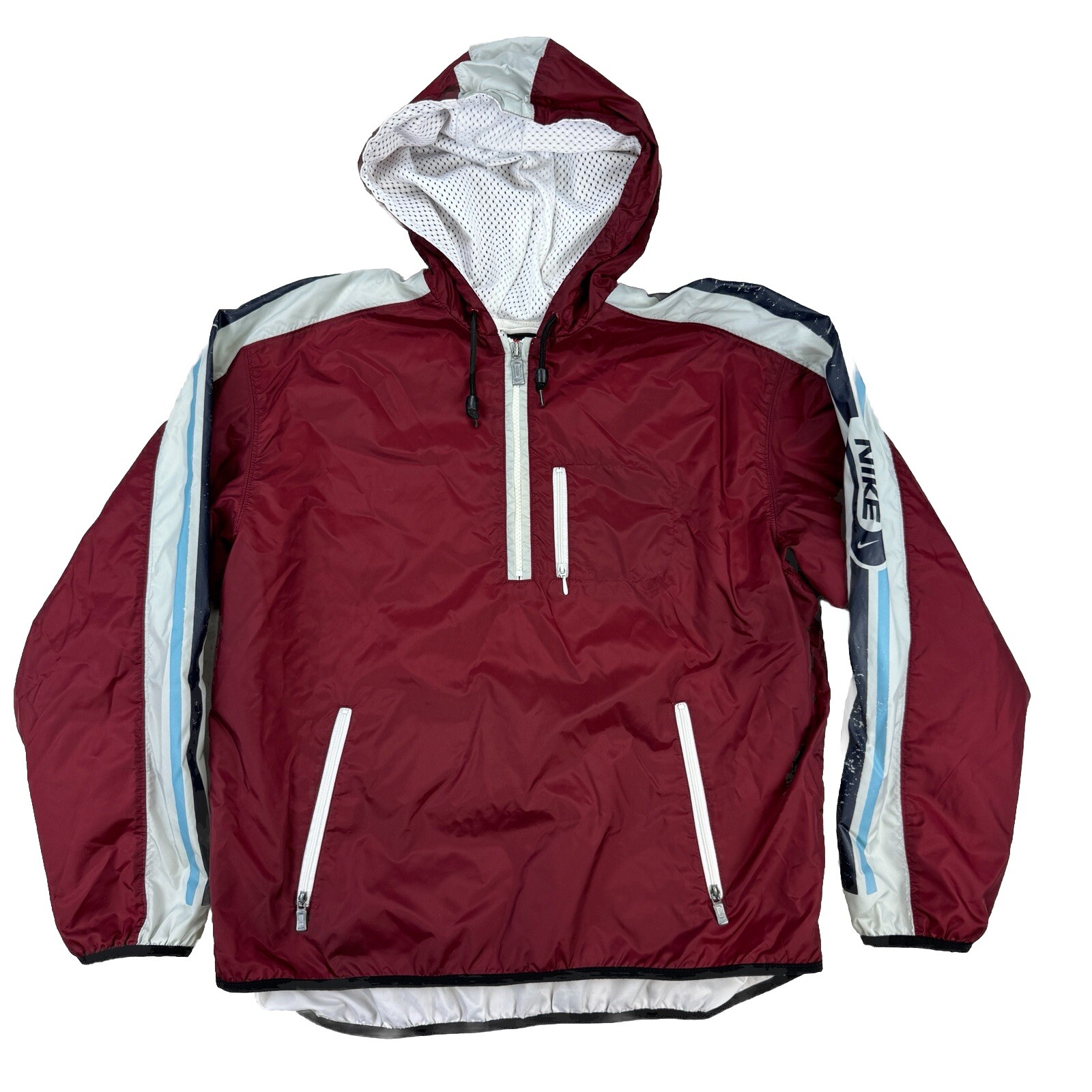 Vintage Nike Baseball Zip Pullover Windbreaker Jacket Mens Medium Pockets