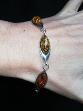 bracelet  ancien en argent 925 et ambre, antique amber silver