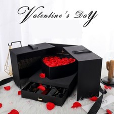 OFFERTA! Scatola di lusso a due piani con rose e cassetto per mettere regalo BOX