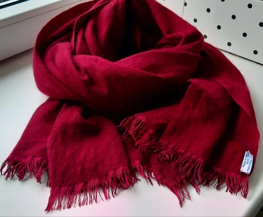 Bufanda vintage de cachemir y seda con estola borgoña. Nepal. Tamaño 190cm x 60cm Foto 2 de 4