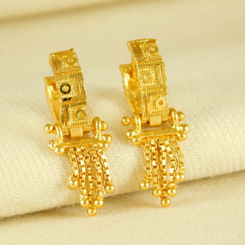 Women Huggie Earrings 22K Gold Plated Daily Wear Ethnic Fashion