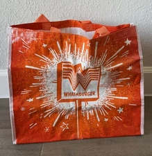 Whataburger Reusable Bag Large Shopping Tote 17”x14”x9”