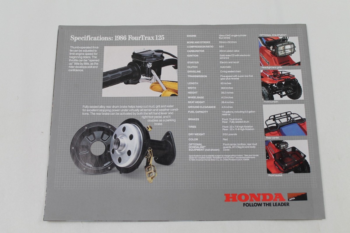 Original 1986 Honda FourTrax 125 Dealer Sales Brochure | eBay