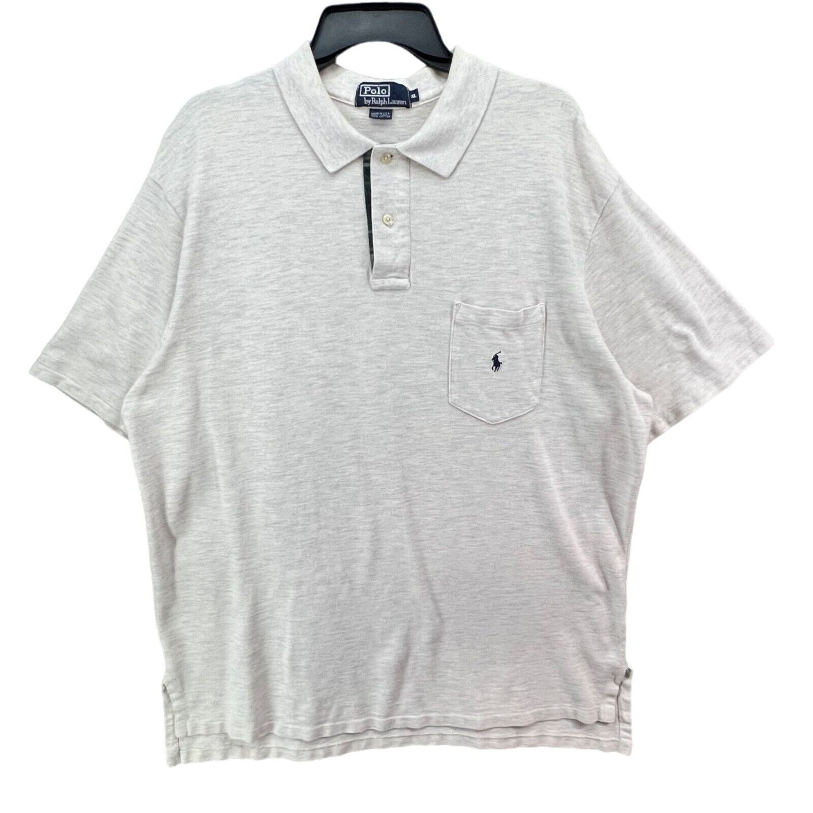 Polo Ralph Lauren vintage camicia uomo XL avorio cotone pony logo made USA preppy