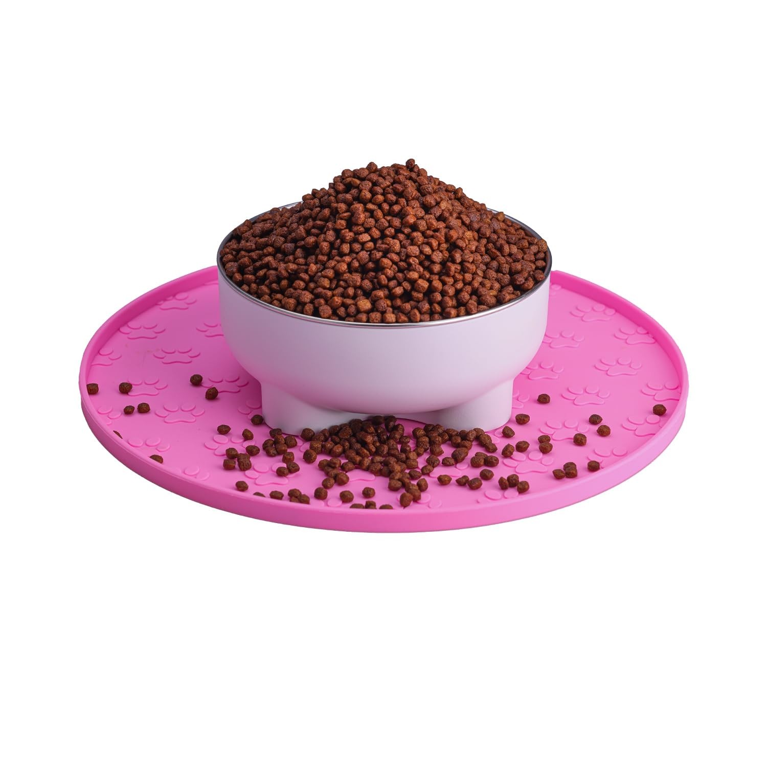 Mat 10.6 Inch Dog Water Bowl Mat Raised Edge Odorless Pink