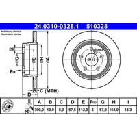 Bremsscheibe ATE 24.0310-0328.1 (2 Stk.) FüR Mercedes-Benz C