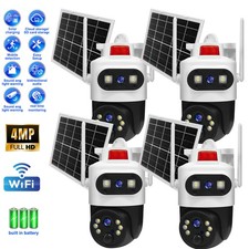 1-4Pack 1080P Solar Powered Security Camera Dual Lens Wireless WiFi IP Home CCTV