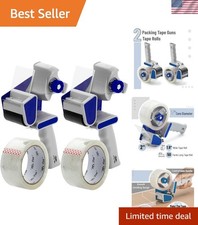 2 Heavy Duty 2-Inch Tape Dispenser Guns with Rolls - Ideal for Packing Moving