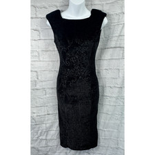 Miss Selfridge Bodycon Dress Black Velvet Size 8 Fits 6 UK Smart Stretchy Party