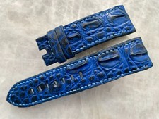 24mm/22mm Blue Alligator Crocodile Print Leather Watch Strap Band