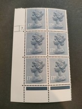 GB QEII 1985 17p grey-blue. SGX952. Cylinder number 7 dot. MNH block of 6