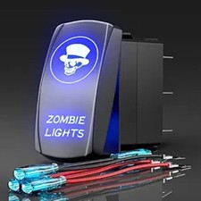 Laser Etched Rocker Switch LED Lights, ON/Off SPST 5Pin, 12V/24V, Size: S6-ZOM