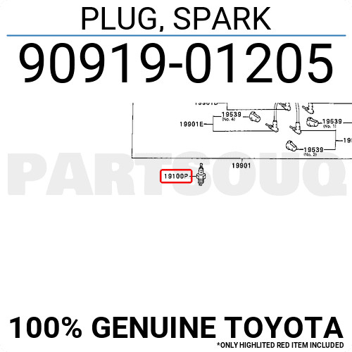 9091901205 Genuine Toyota PLUG, SPARK 90919-01205